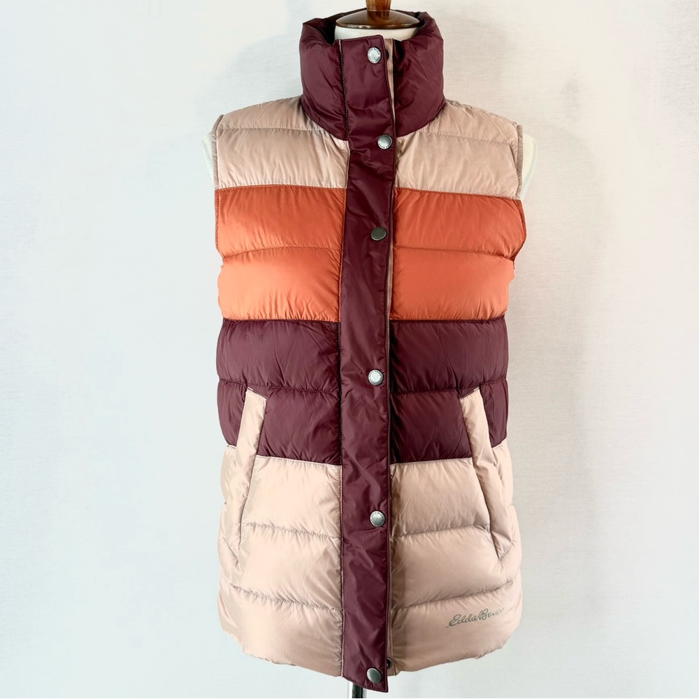 Eddie Bauer StratusTherm Colorblock Quilted Down Vest NWOT